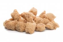 Soya,Chunks,Isolated,On,White,Background.,Closeup.