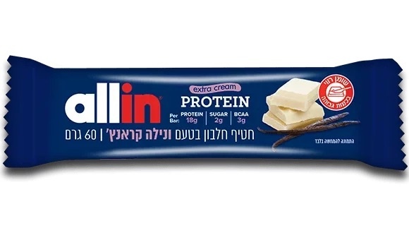 אול אין חטיף חלבון ונילה קראנץ 60 גרם אול אין חטיף חלבון ונילה קראנץ 60 גרם